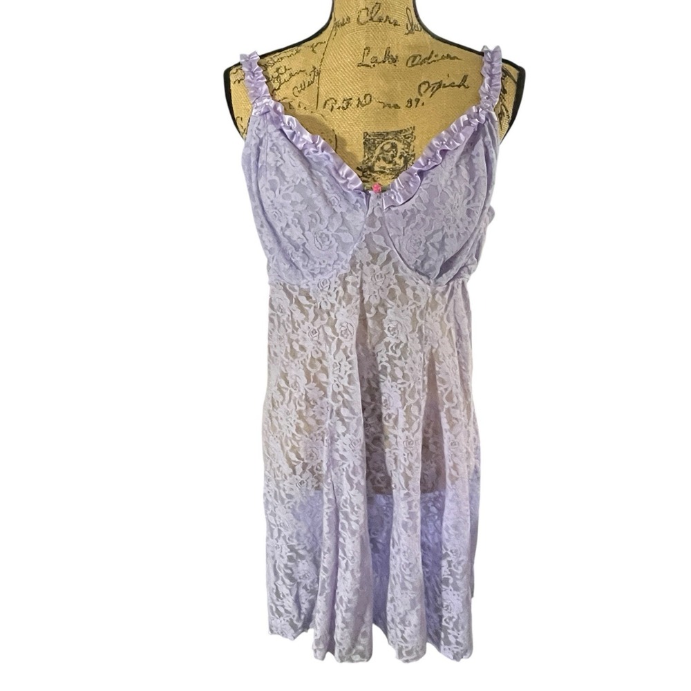 Cacique Sz 18/20 Lace Chemise Nightgown Lavender Lingerie Sleepwear Underwired